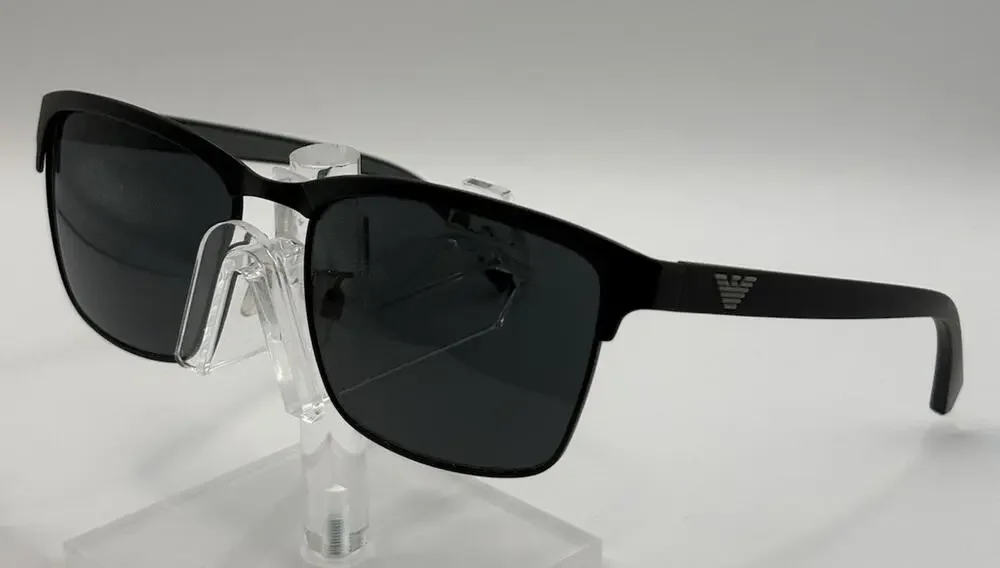 Emporio Armani EA2087 3014/87 Black Rectangle Sunglasses 56-18 142 Italy
